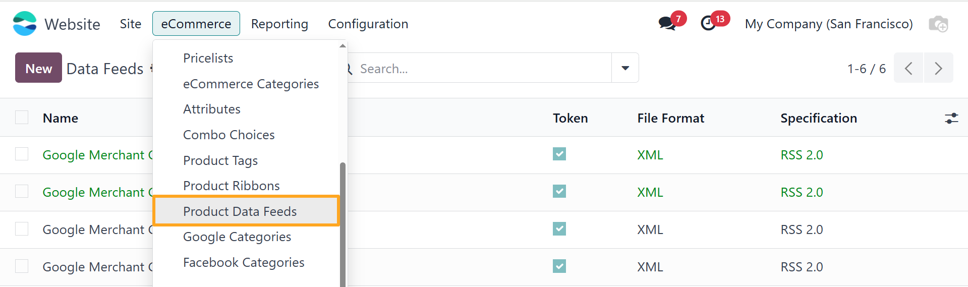 Odoo 18.0 Website eCommerce Product Data Feeds GMC